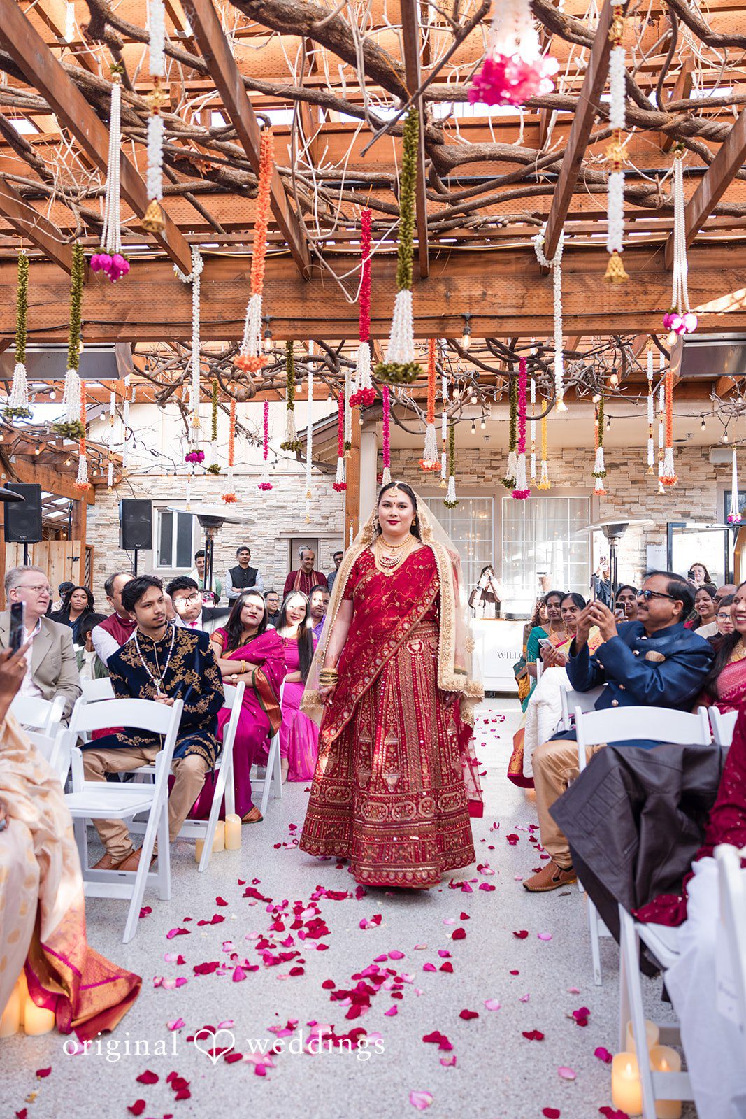 Taylor + Yash Lovely bride walking down the aisle