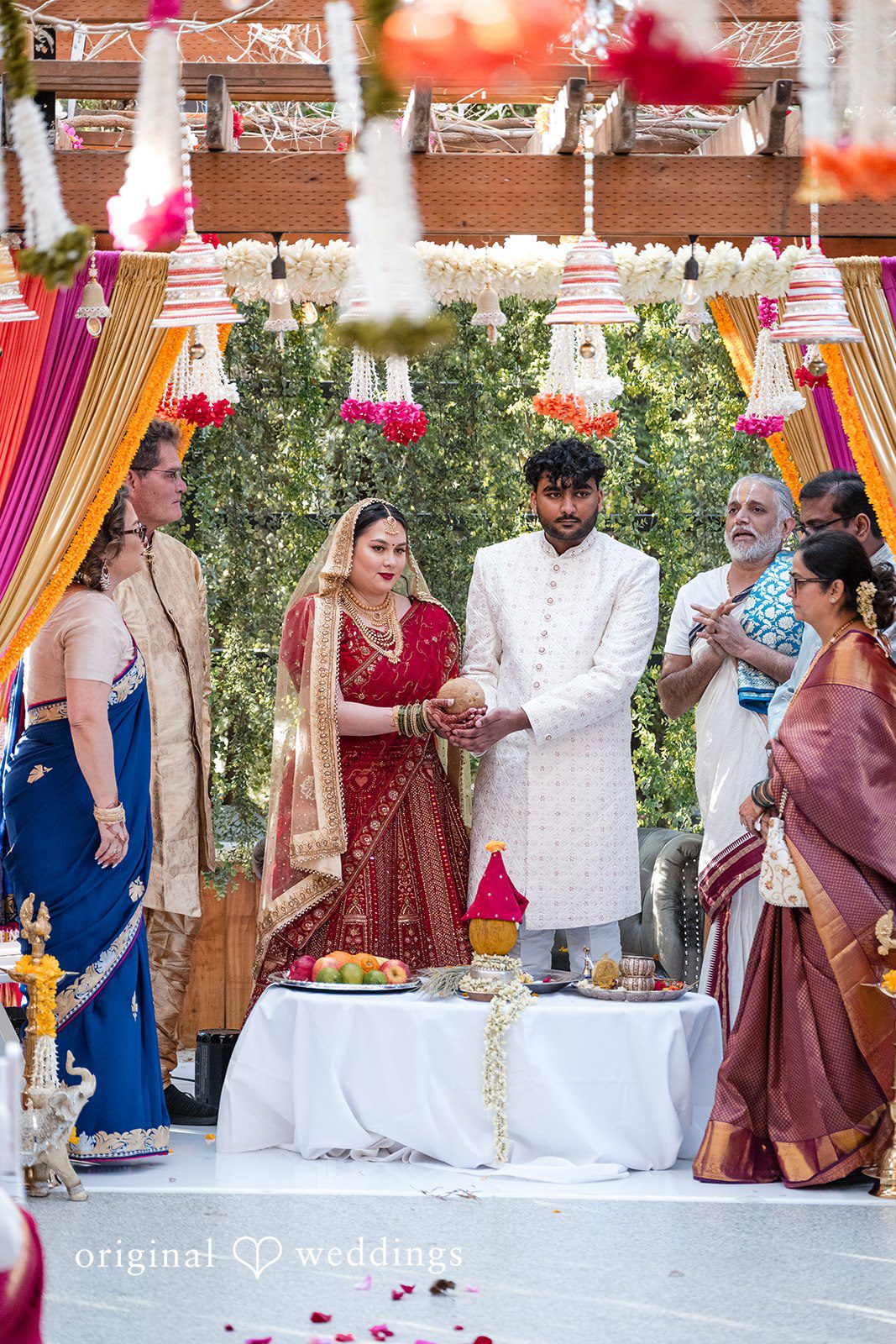 Taylor + Yash Ceremony picture of couple at The Troutdale House