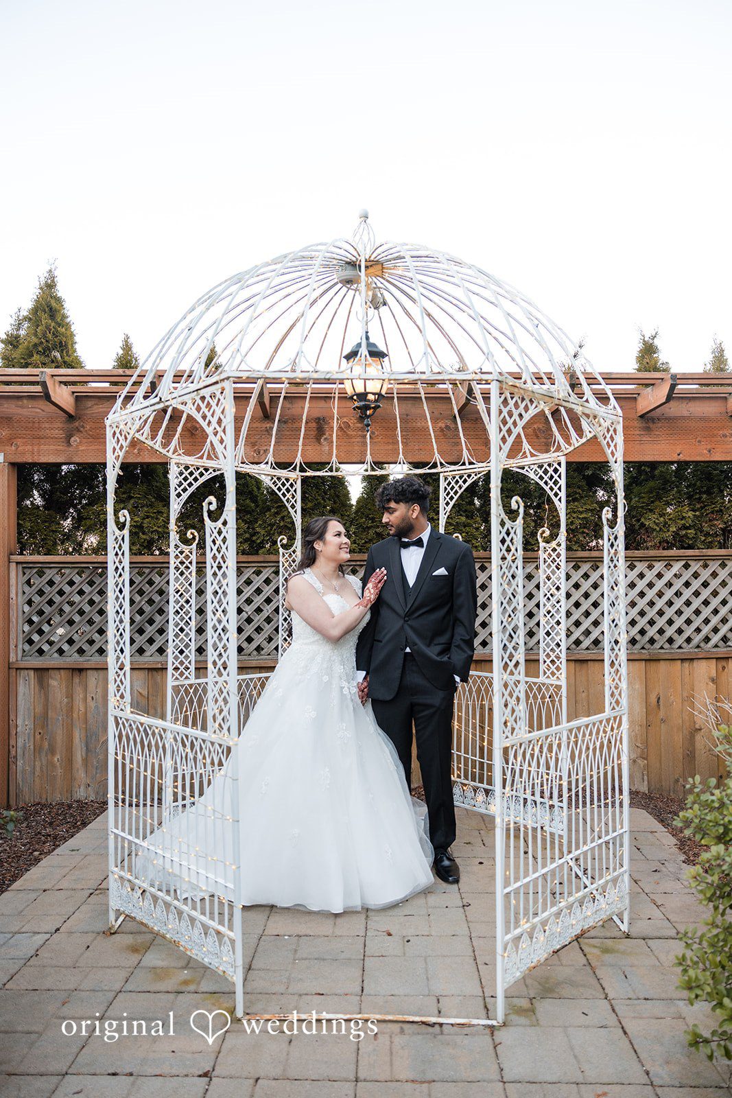Outdoor couple portrait at The Troutdale House captured by Portland Wedding Photographers, Original Weddings