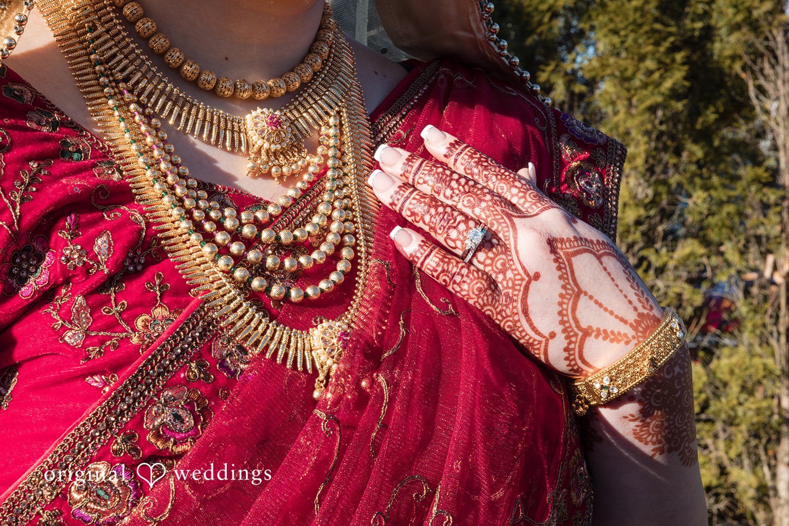 Taylor + Yash Beautiful picture of bride showcasing the accessories