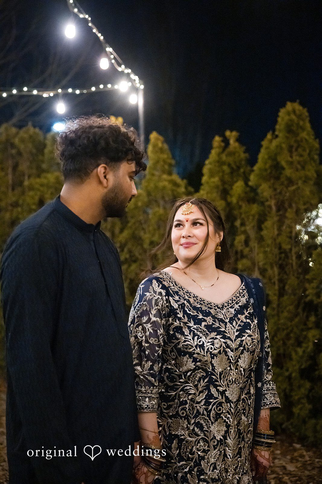 Taylor + Yash Romantic picture of couple at The Troutdale House Indian Wedding