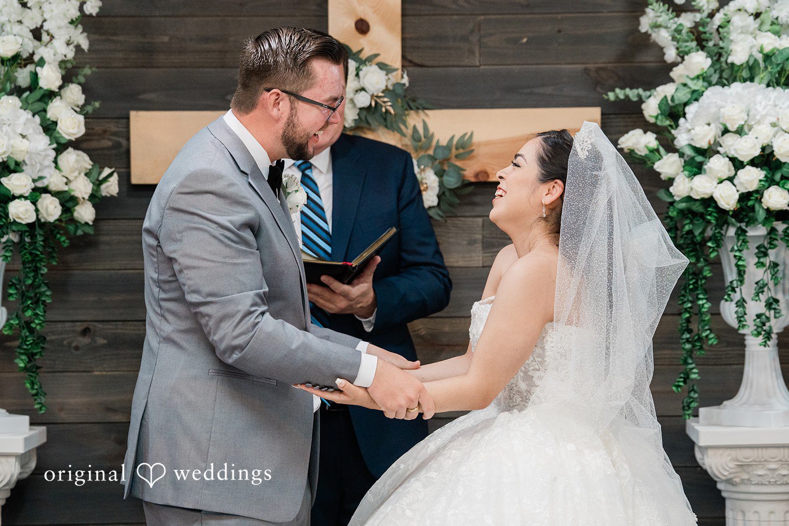 Joyful wedding ceremony moment