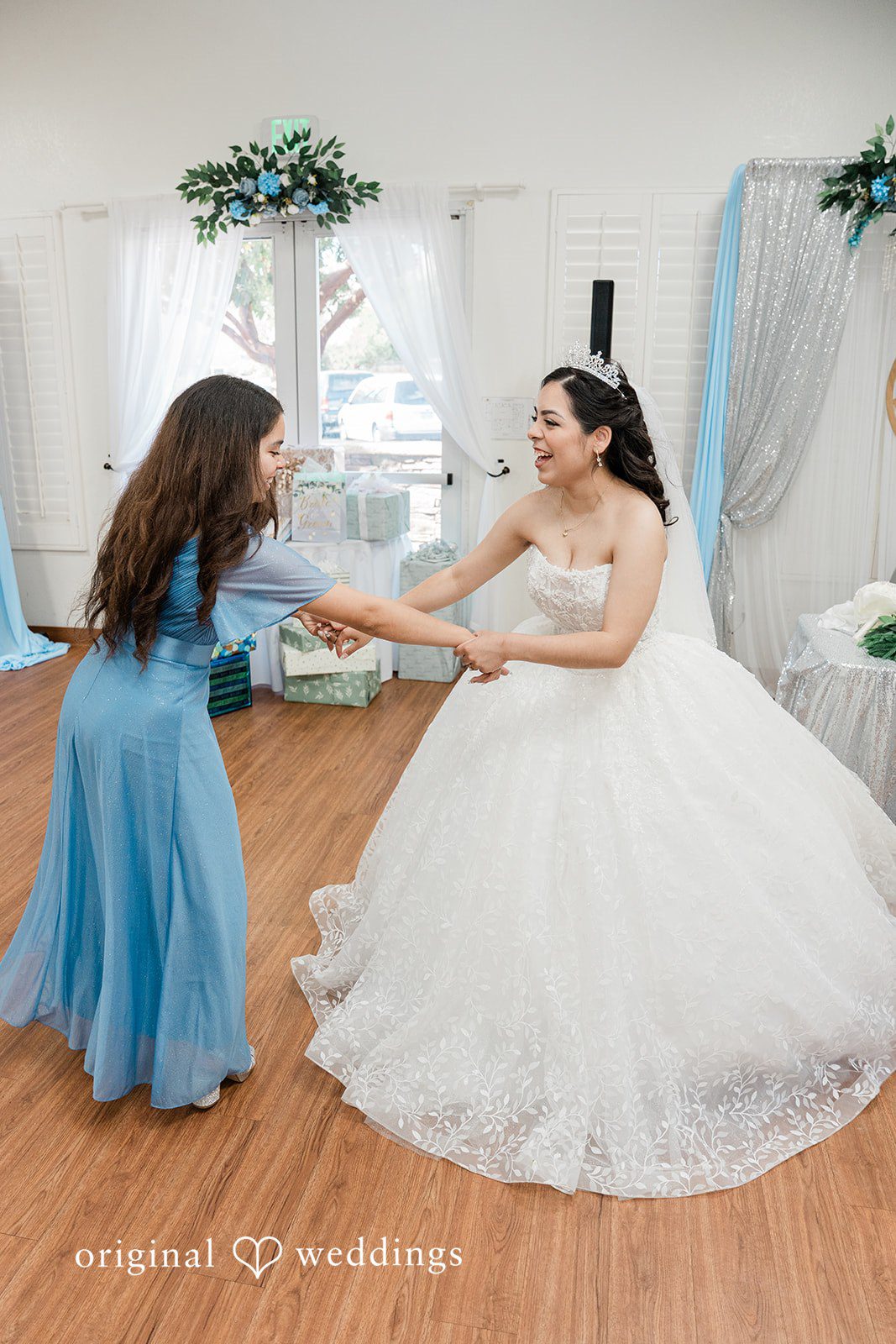 Bride dancing with guest