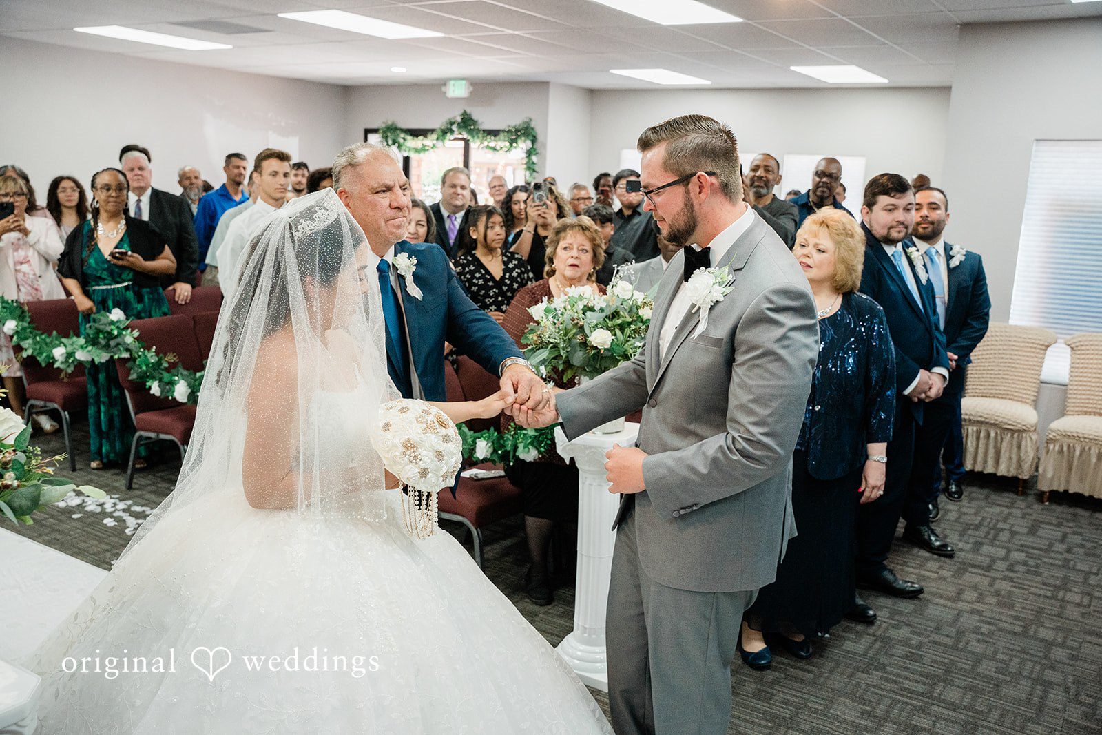 Emotional wedding ceremony moment