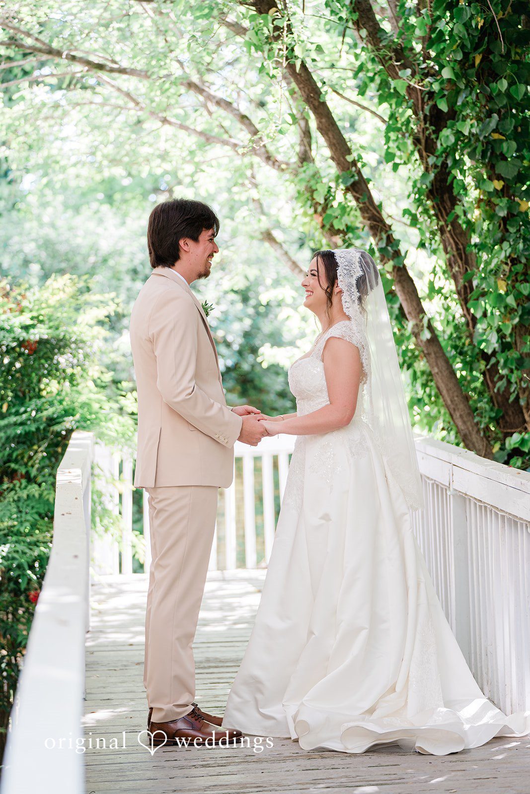 Romantic couple eye contact moment at Vines Mansion