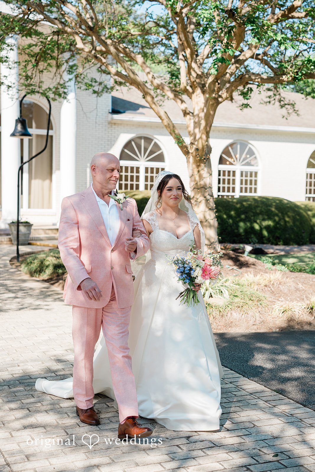 Romantic bridal entry moment at Vines Mansion