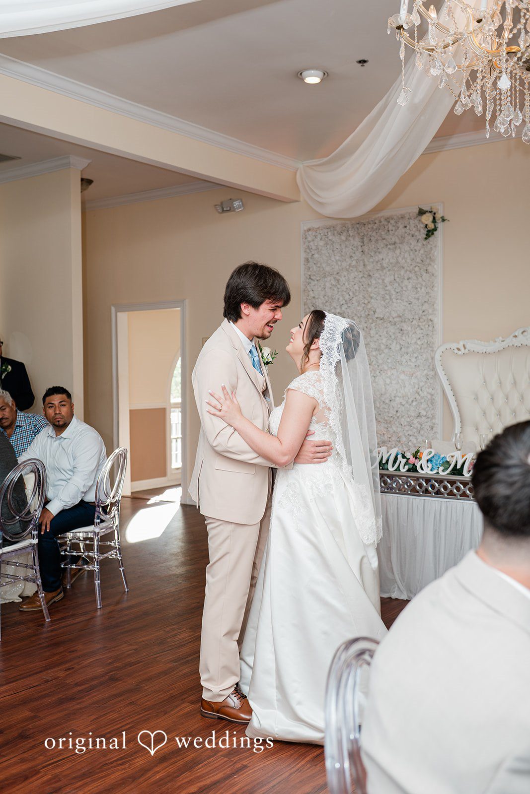 Atlanta Wedding Photographers capturing bride and groom dancing at Vines Mansion by Original Weddings