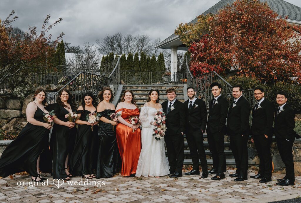 New York wedding photography at West Hills Country Club by Original Weddings capturing wedding group shot with friends
