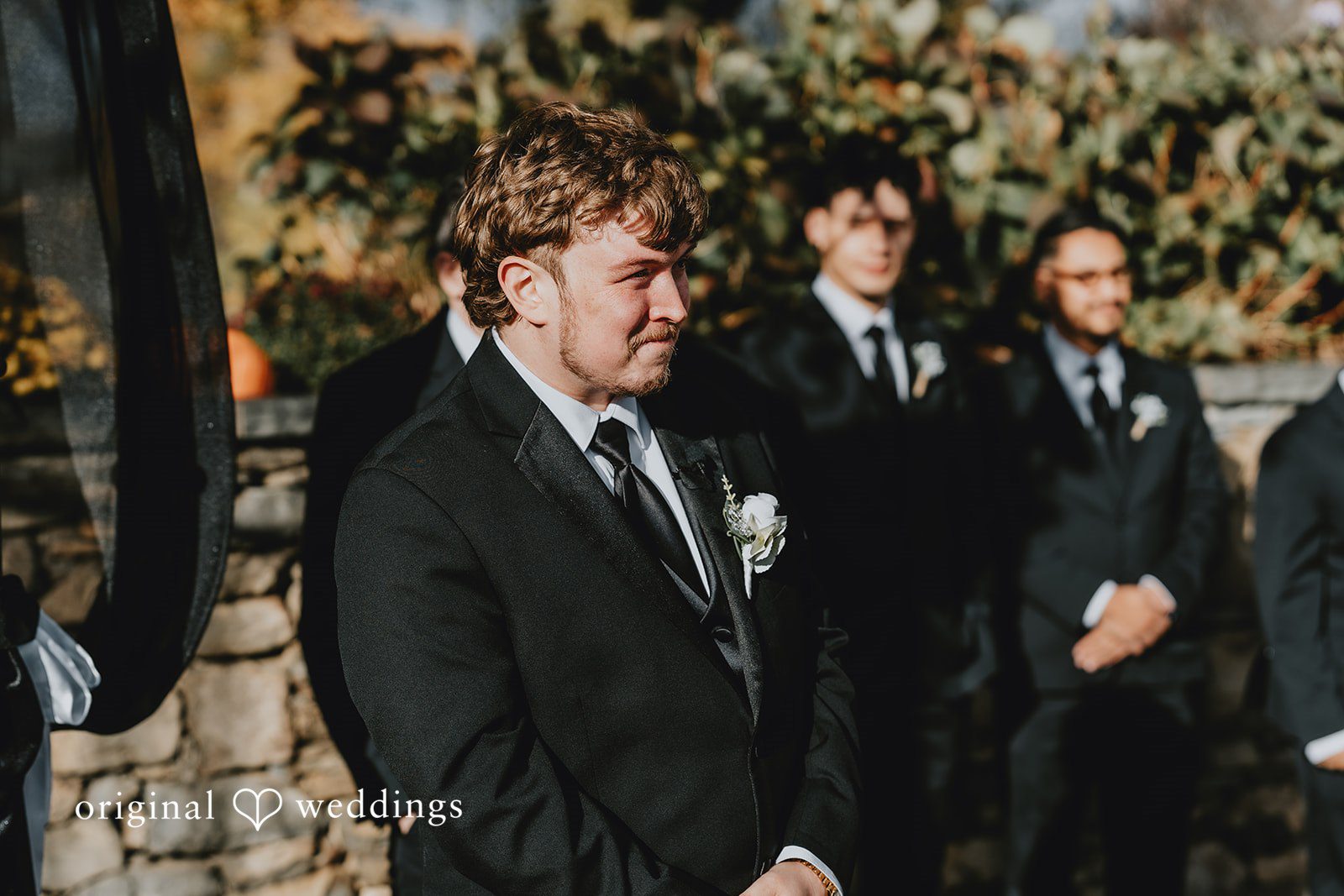 Beautiful groom expression seeing bride at West Hills Country Club