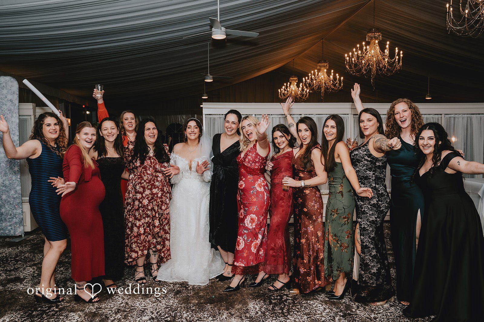 Stunning group picture of bride with friends