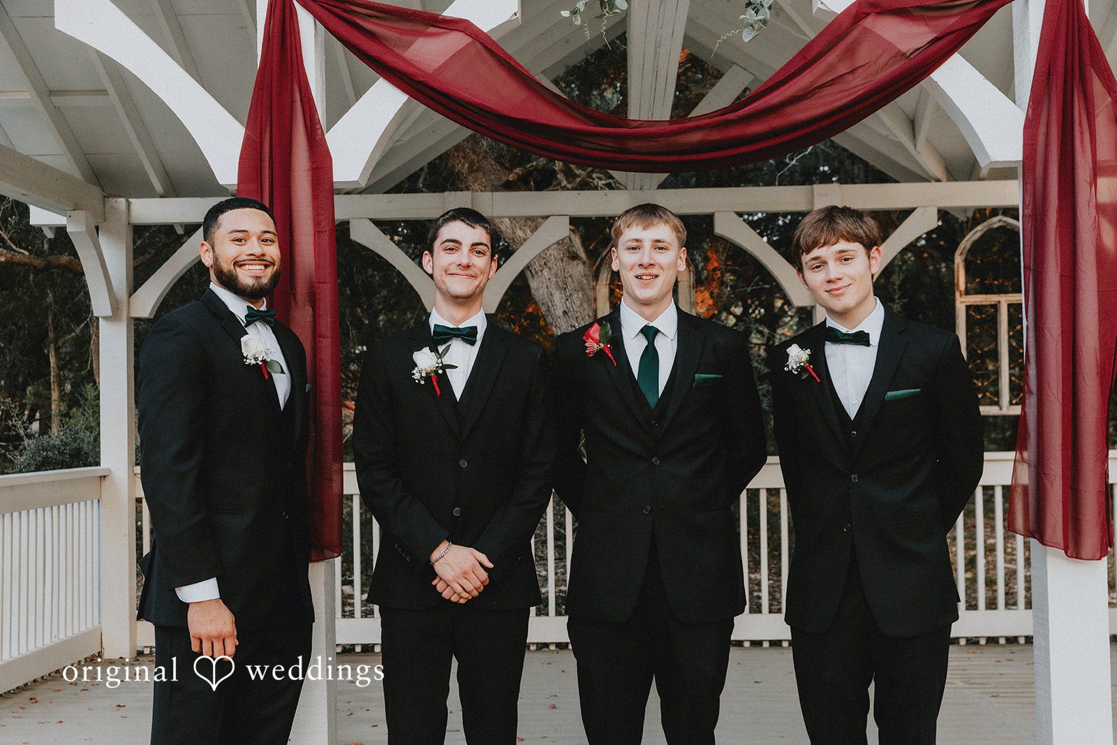 Stylish groom and groomsmen portrait captured by Original Weddings San Antonio wedding photographers