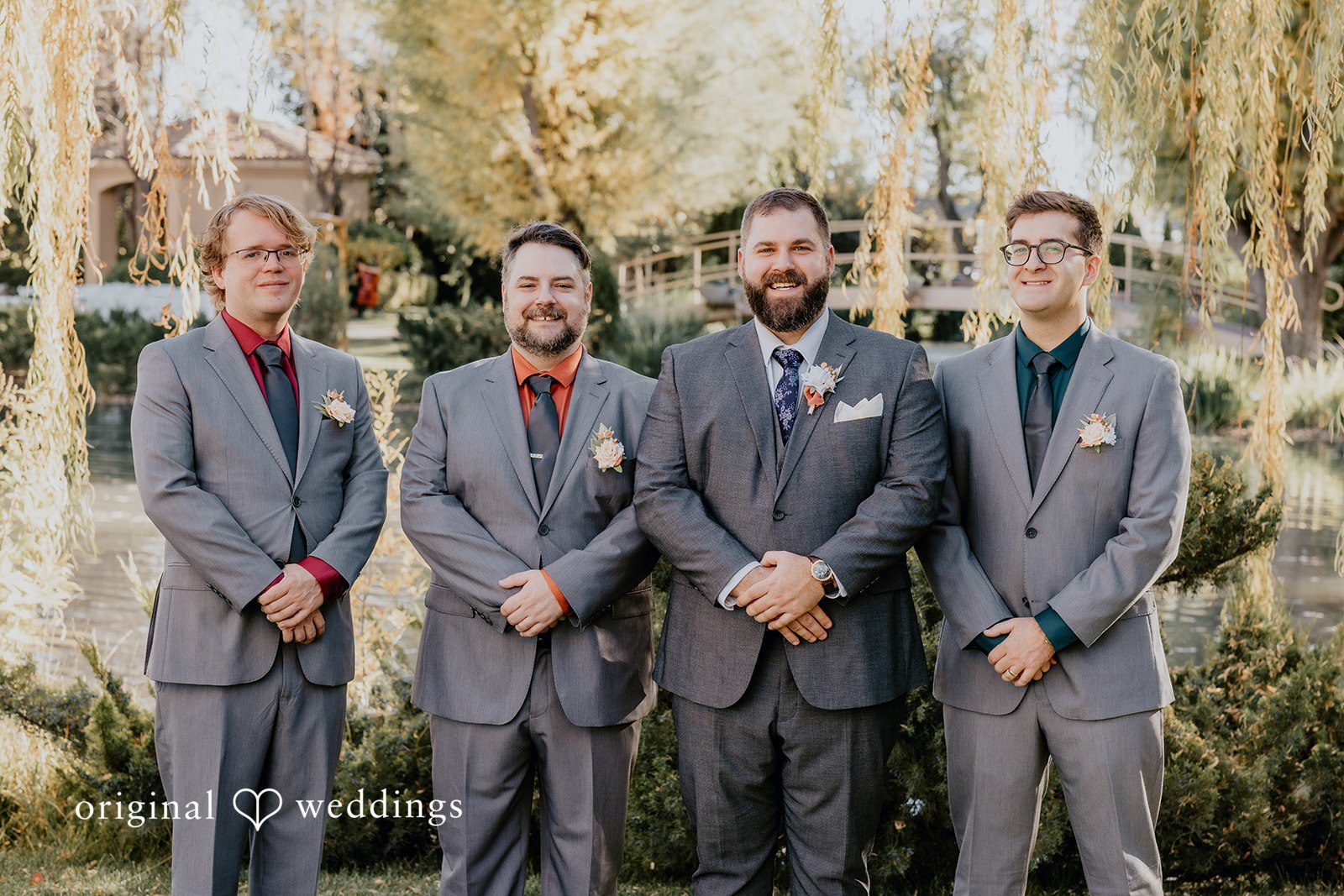 Elegant groom squad photography at Windmill House