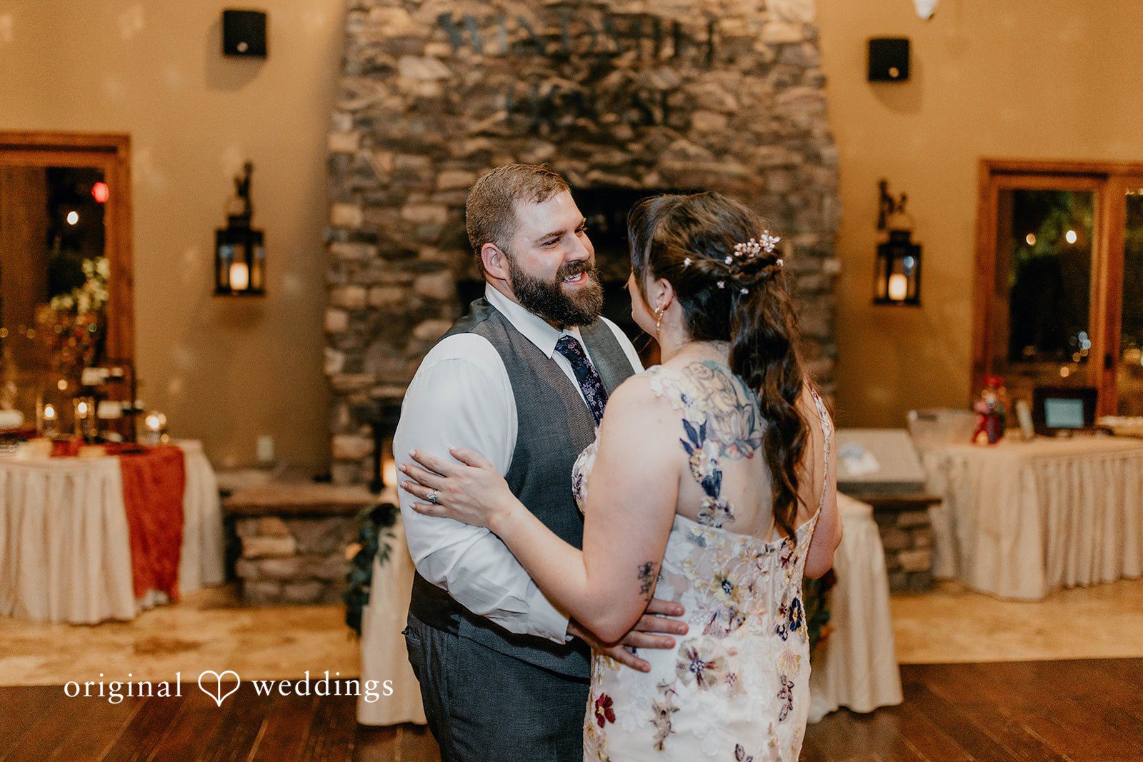 Phoenix Wedding Photographers capturing couple dancing at Windmill House by Original Weddings Romantic wedding dance portrait at Windmill House