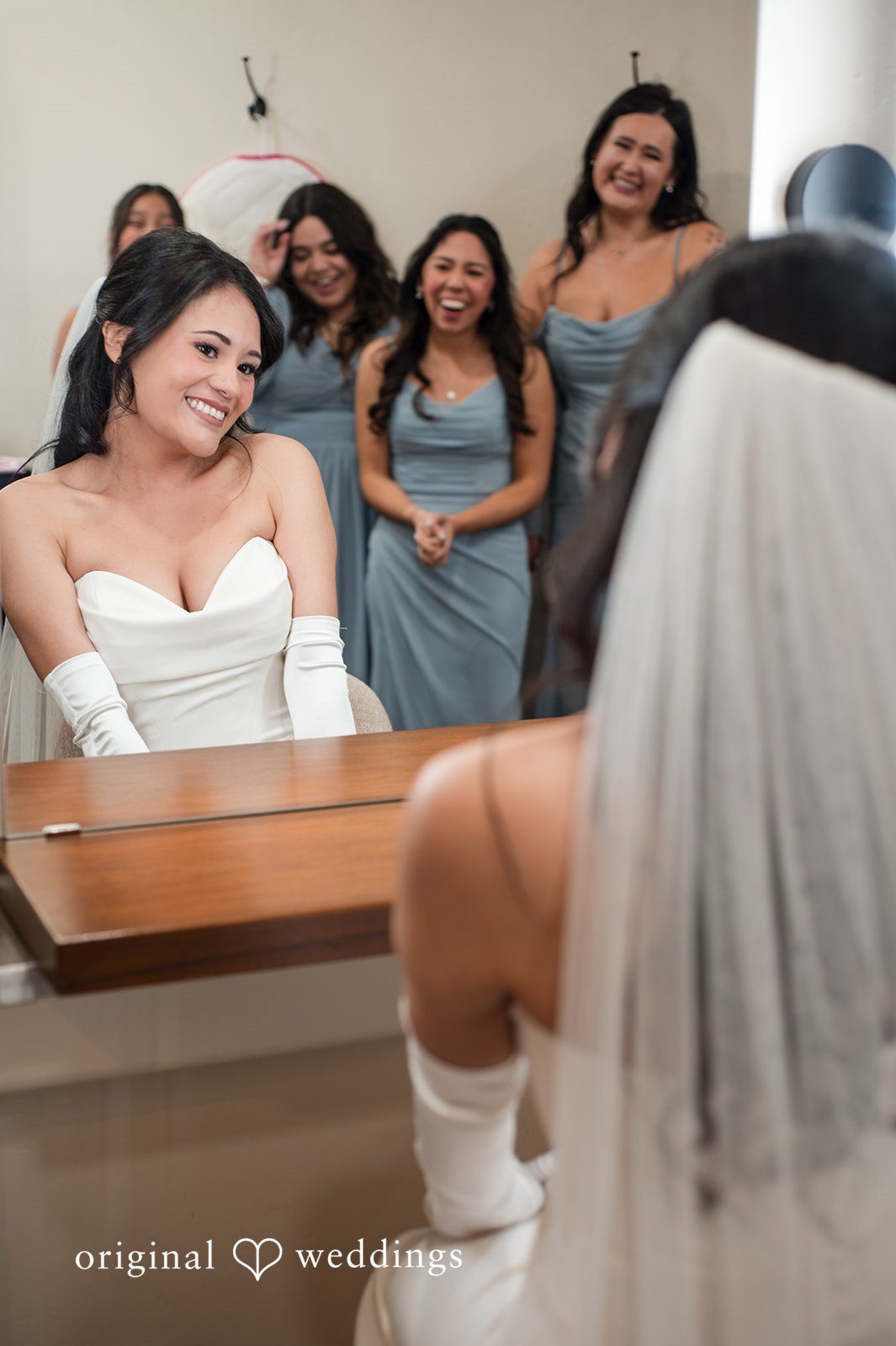 Elegant bridal preparation moment before ceremony
