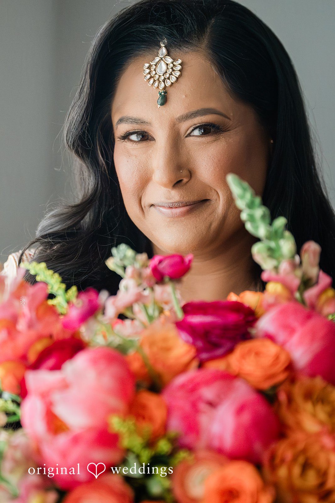 Lovely close up shot of bride in flowers at Anchor Inn