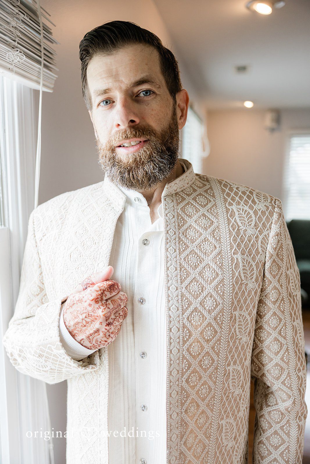 Elegant picture of a groom in his wedding attire at Anchor Inn