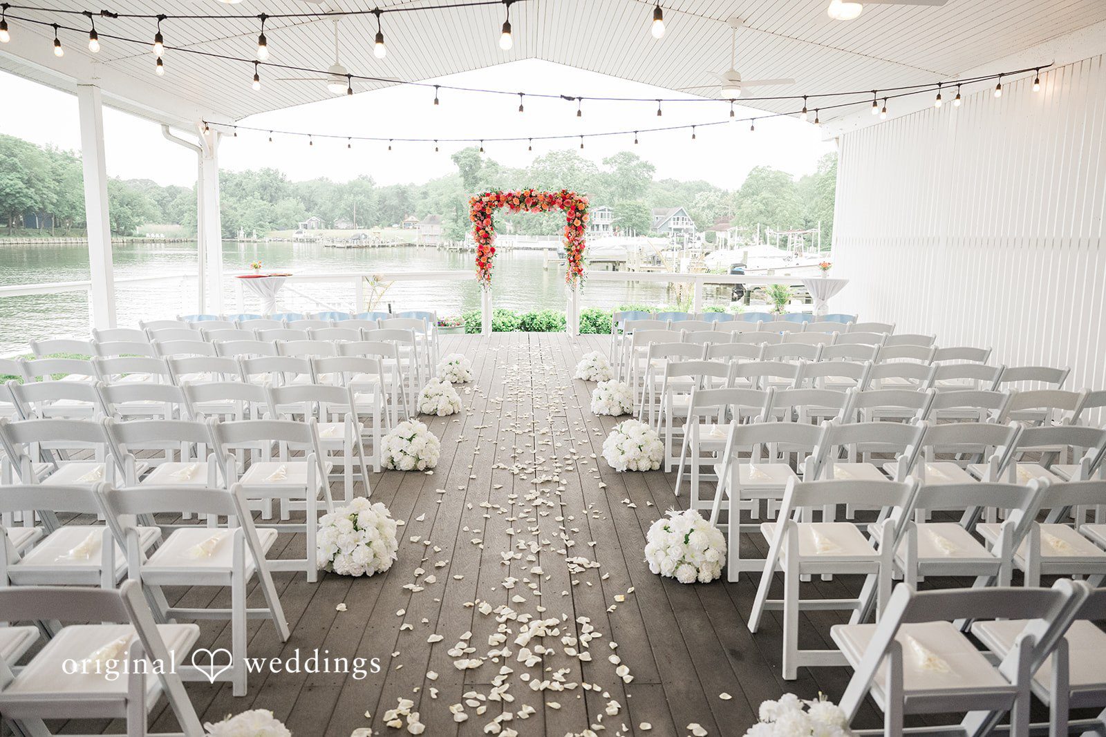 Outdoor wedding ceremony setup at Anchor Inn