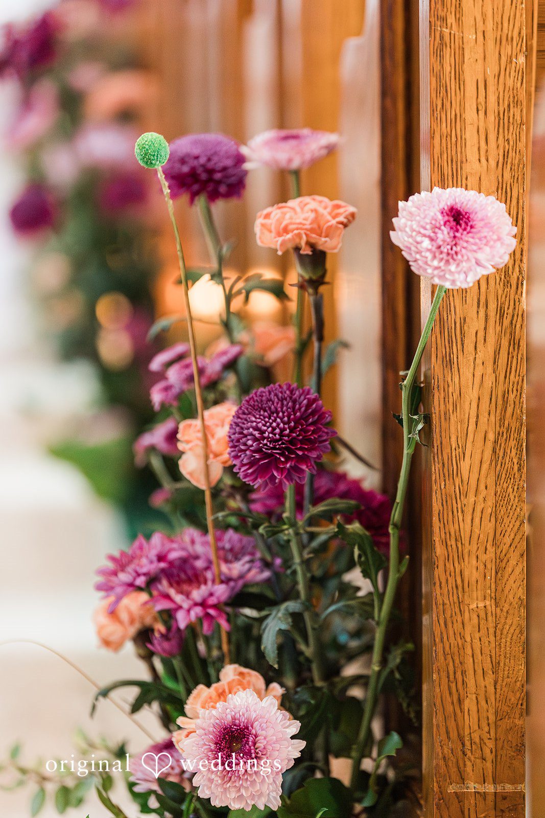 Zaina + Nick Elegant wedding flowers decoration at Annunciation Greek Orthodox Church