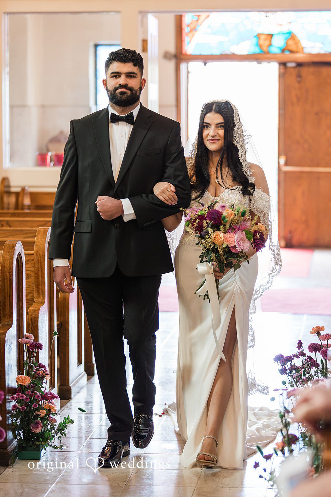Zaina + Nick Emotional bridal entrance moment at Annunciation Greek Orthodox Church