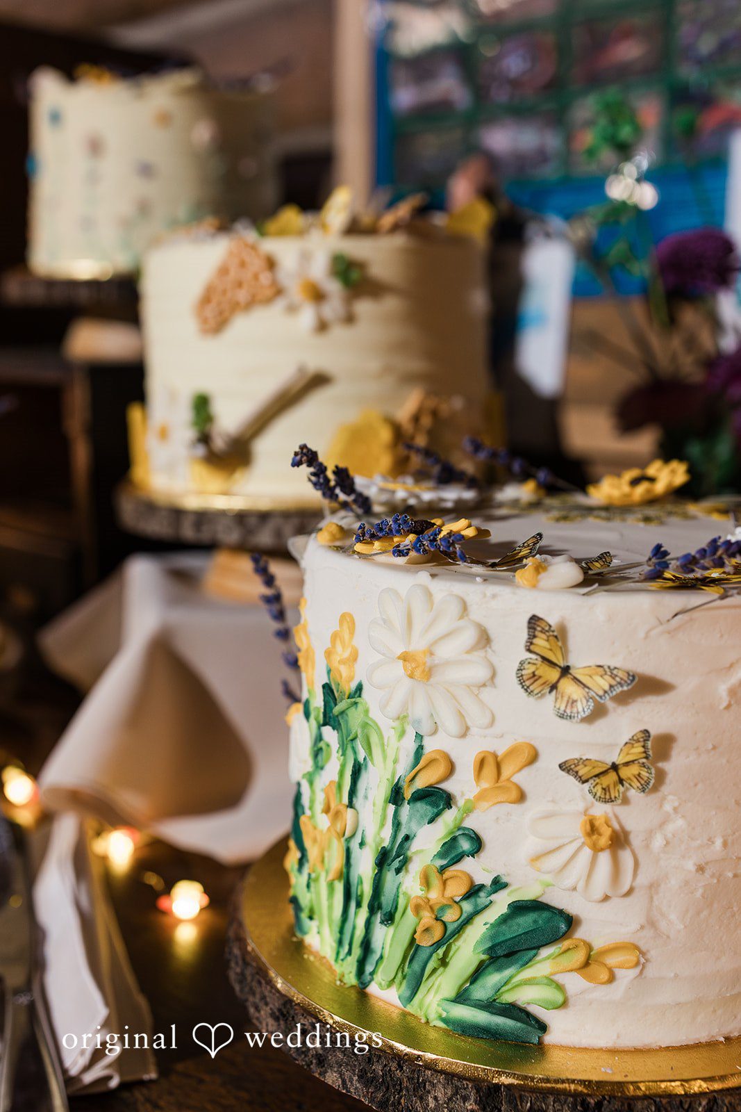Zaina + Nick Elegant floral wedding cakes at Annunciation Greek Orthodox Church