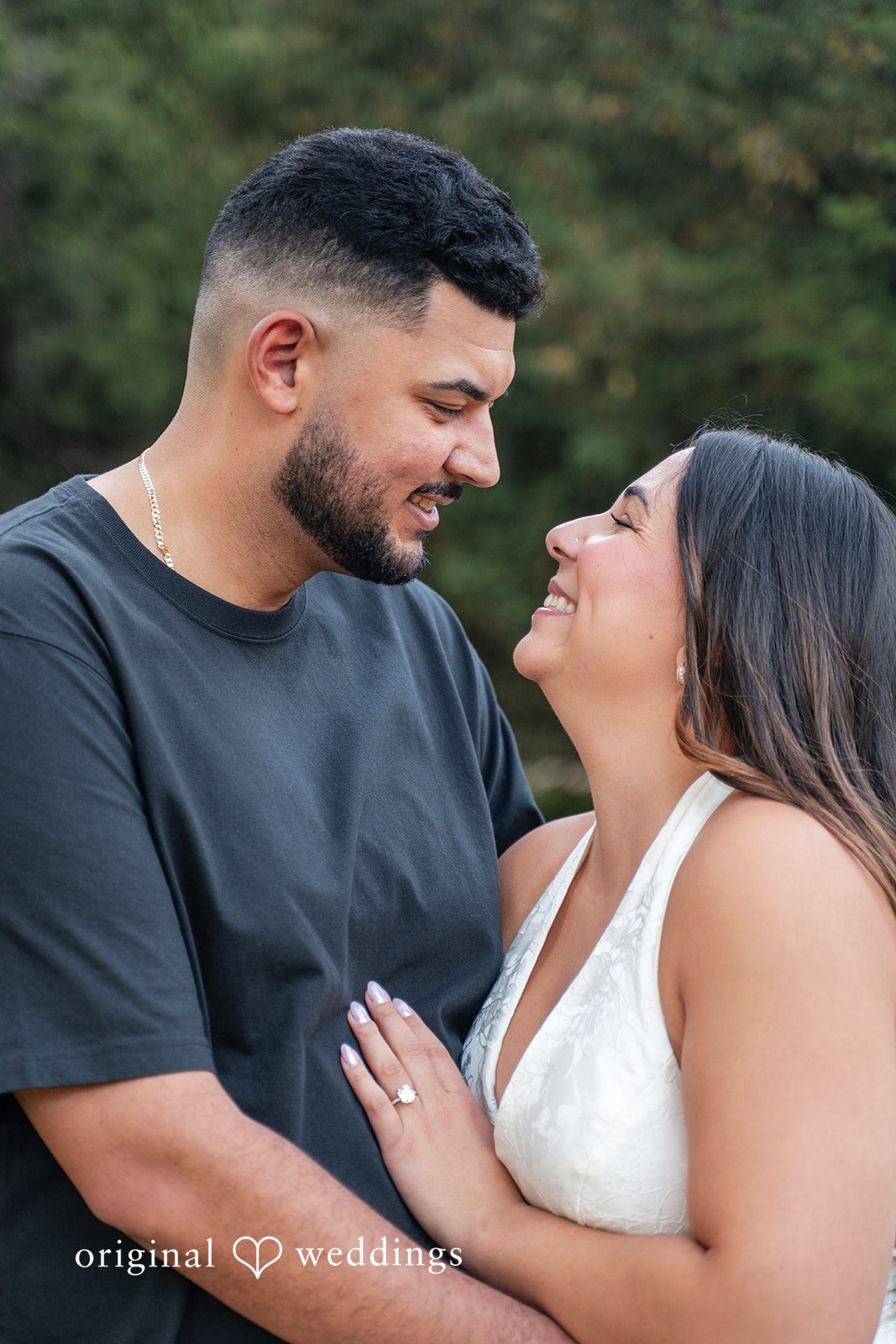 Anya + Max The couple shares a joyful close-up moment, smiling at each other