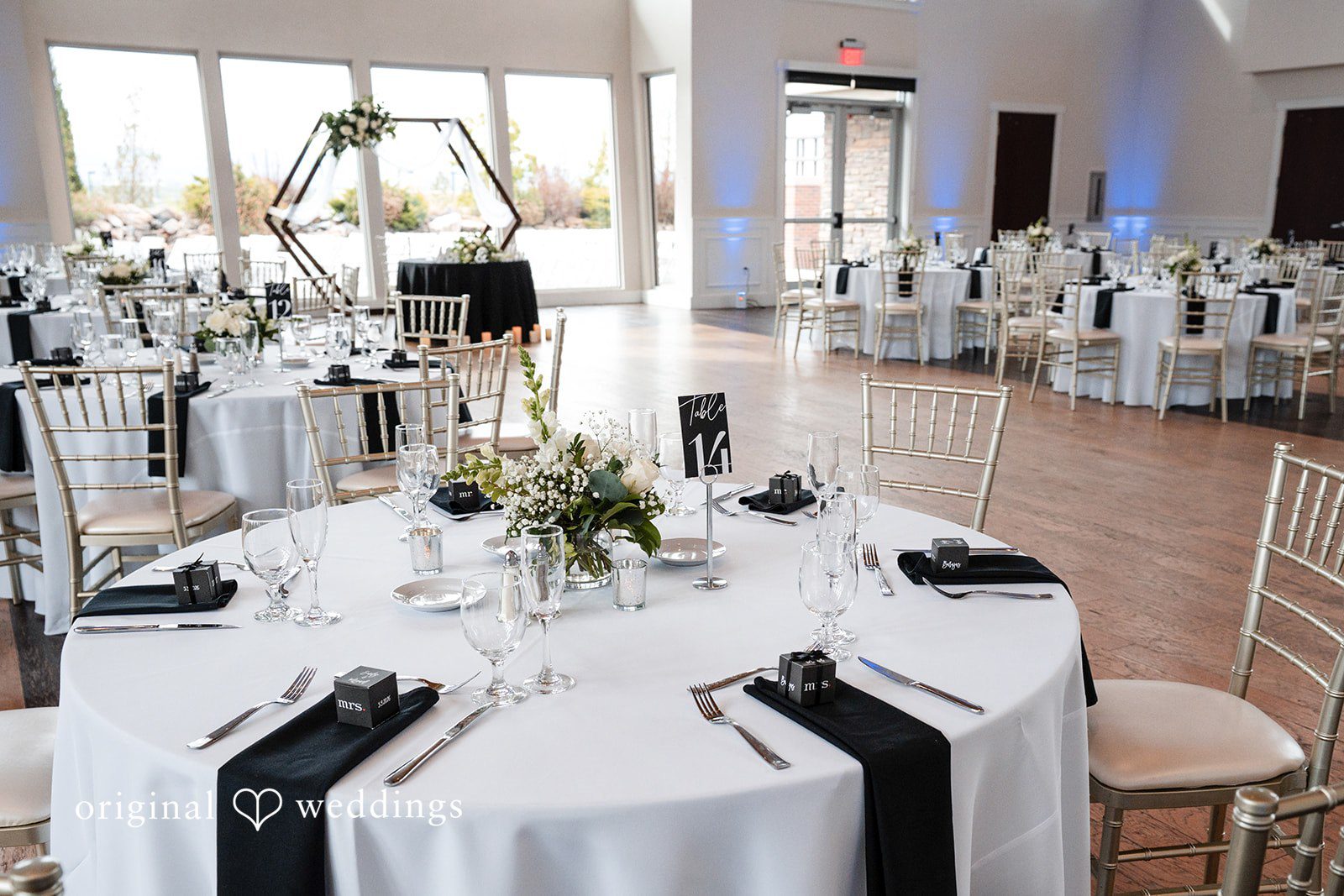 Emily + Miguel Decorated tables at the Ashley Ridge wedding reception.