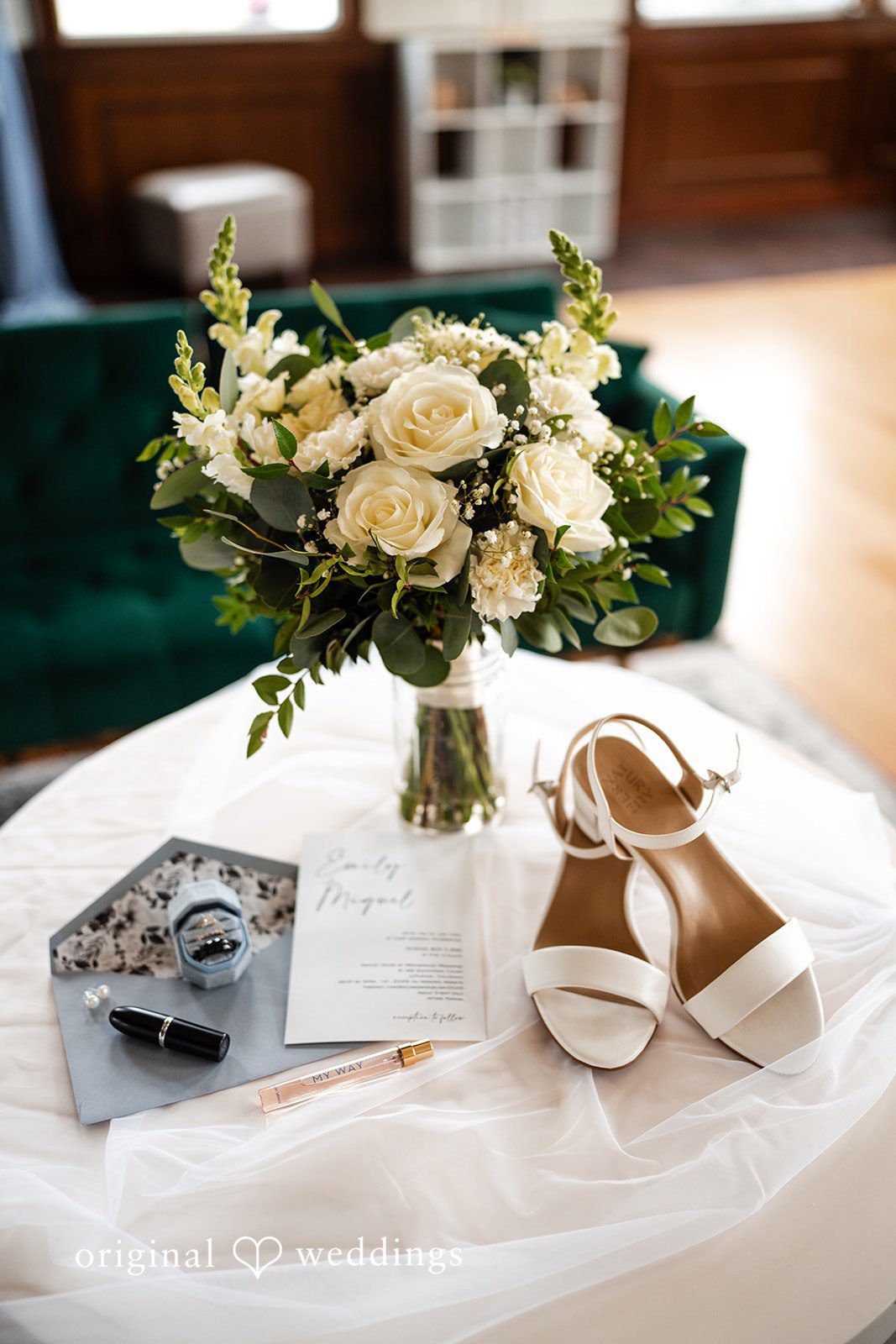Emily + Miguel Flower, wedding rings and other accessories