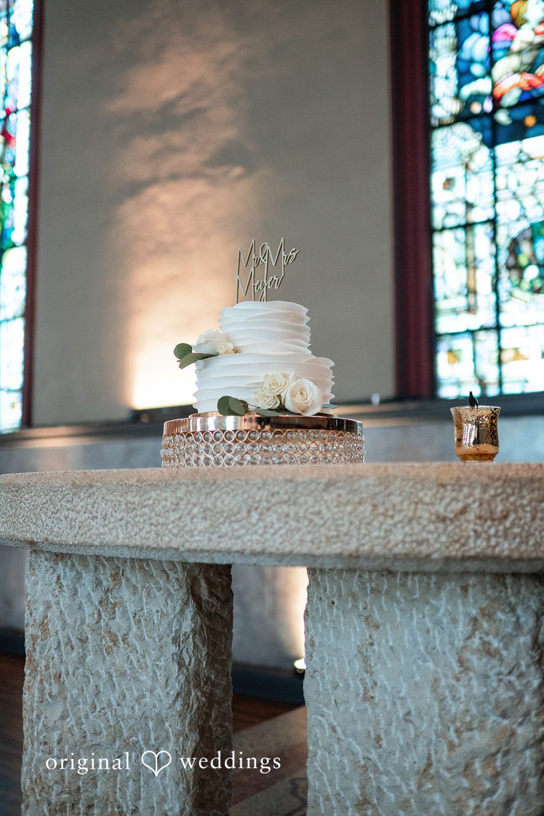 Sydney + Ty Elegant wedding cake displayed at Bell Event Centre