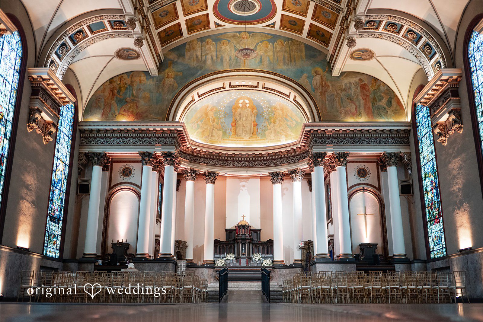 Sydney + Ty Wedding ceremony space prepared before guests arrive