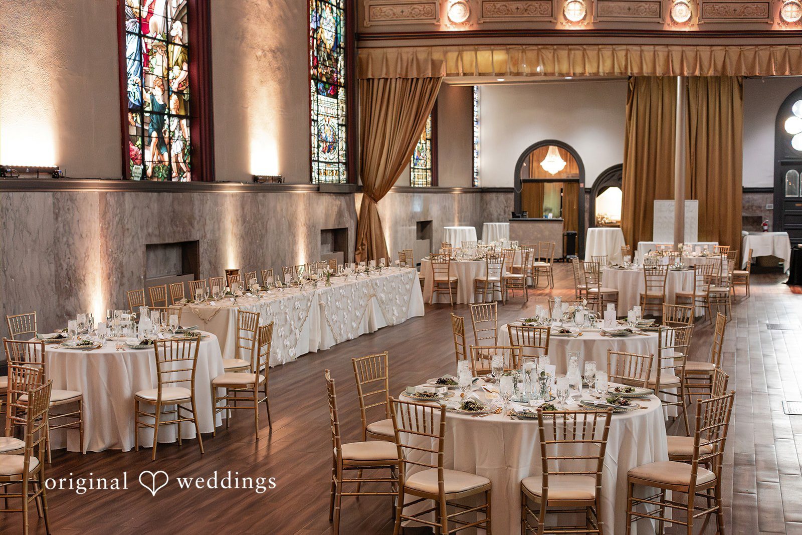 Sydney + Ty Reception tables arranged for the wedding celebration