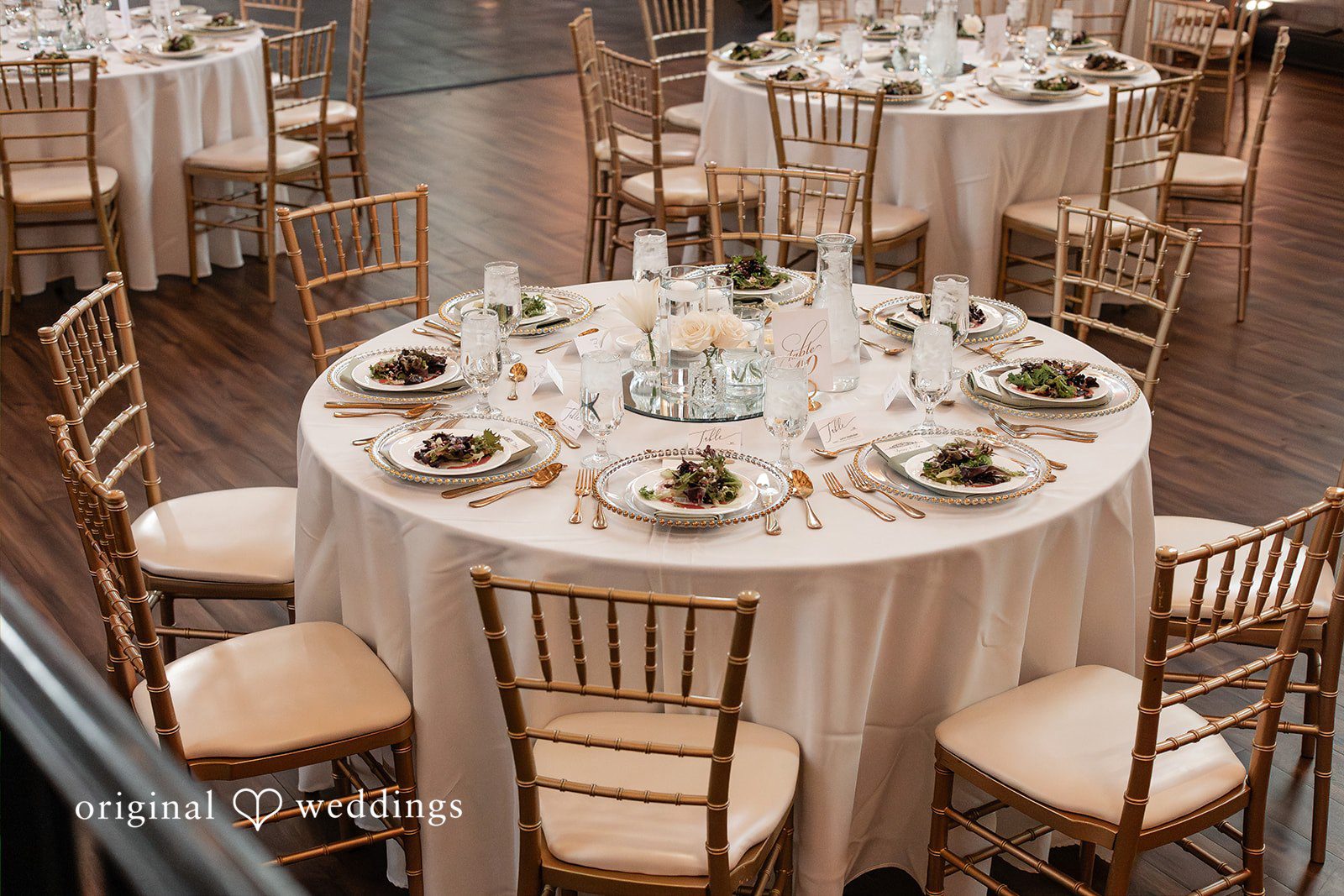 Sydney + Ty Close-up of reception table décor and wedding details