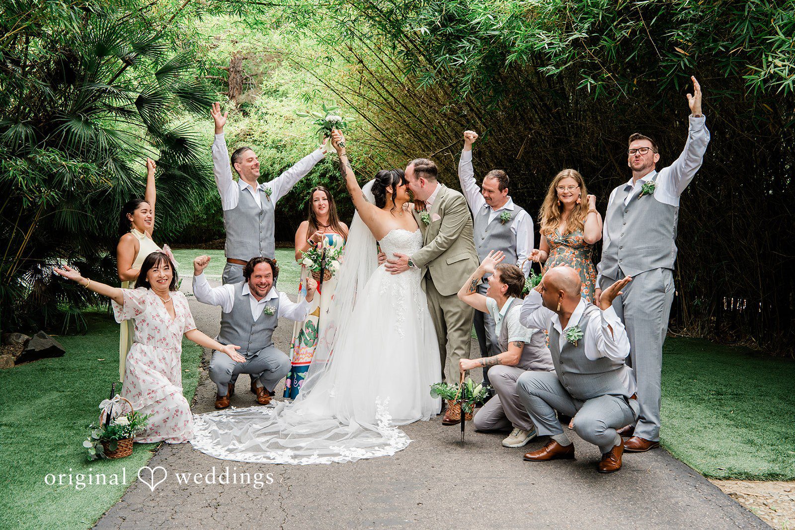 Mae + Nicholas Couple celebrates with family and friends after the ceremony