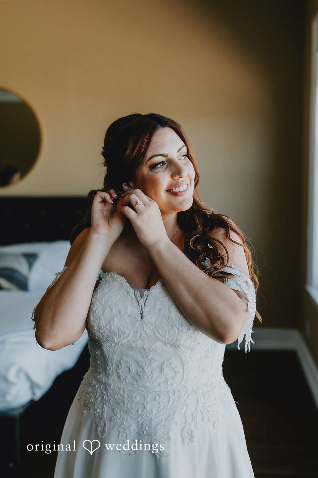 Beautiful picture of bride while getting ready for wedding ceremony