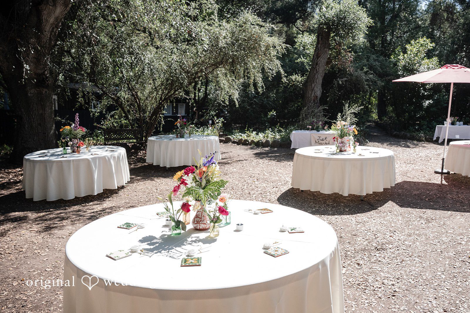 Keely + Sam Decorated wedding tables at Camp Bartlett