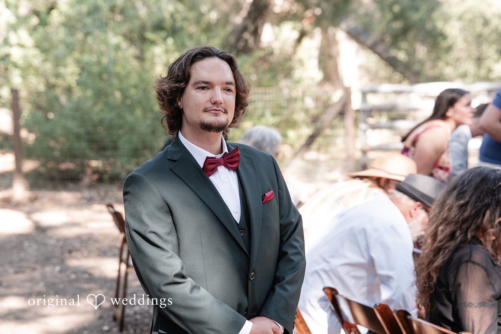Keely + Sam Handsome groom waiting for the bride at Camp Bartlett