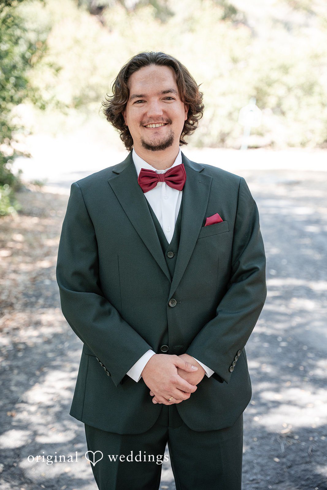 Keely + Sam Elegant picture of groom in his wedding attire at Camp Bartlett