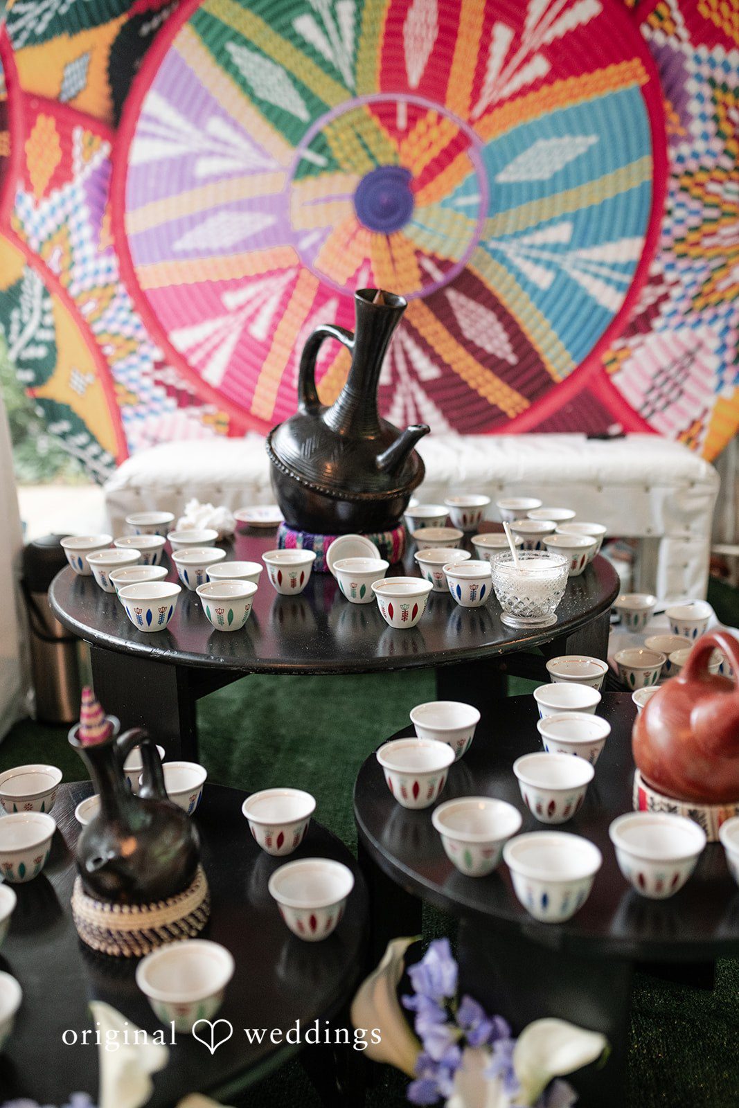 Traditional decor with colorful handcrafted backdrop