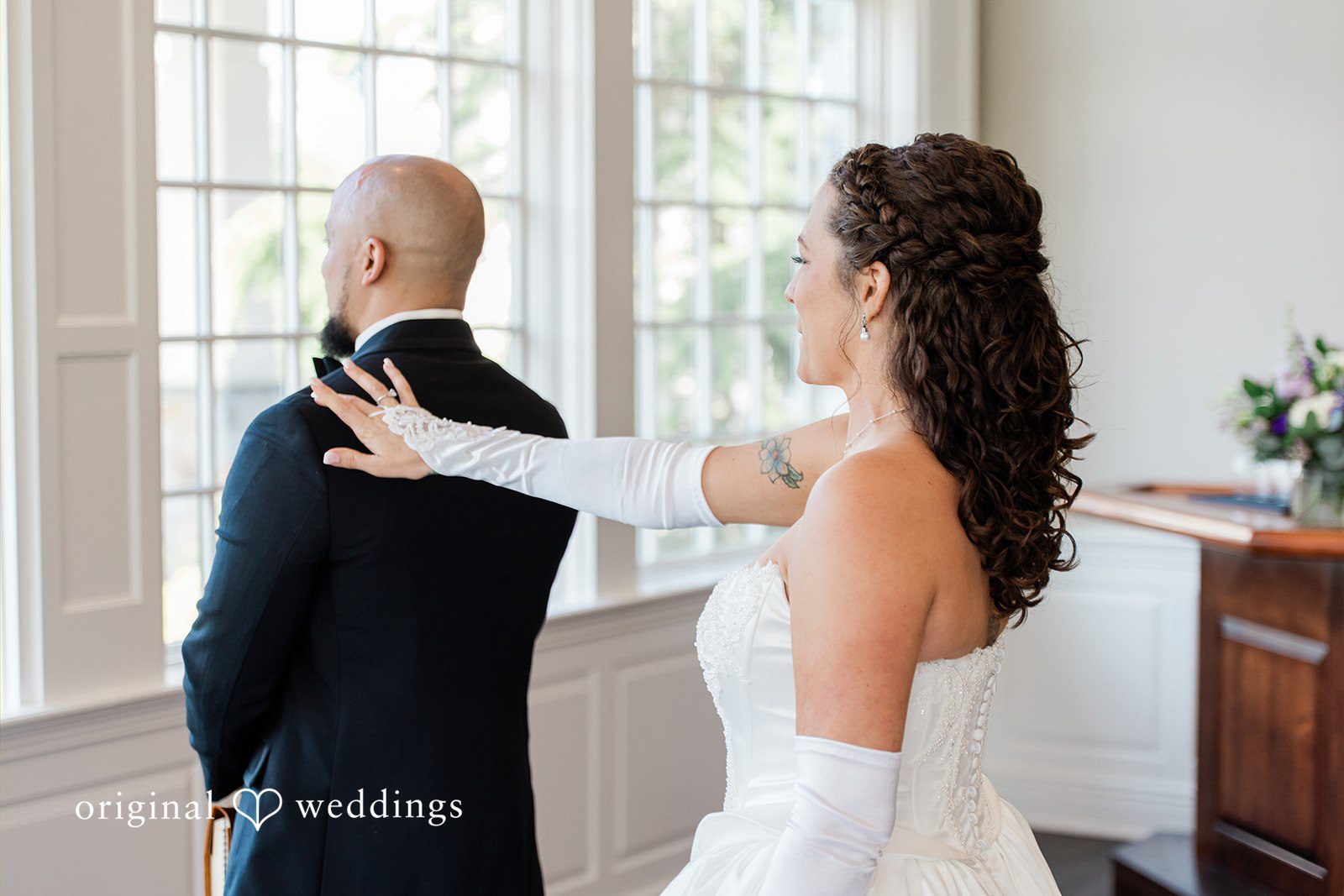 Kristen + Robert The bride is about to unveil herself to the groom