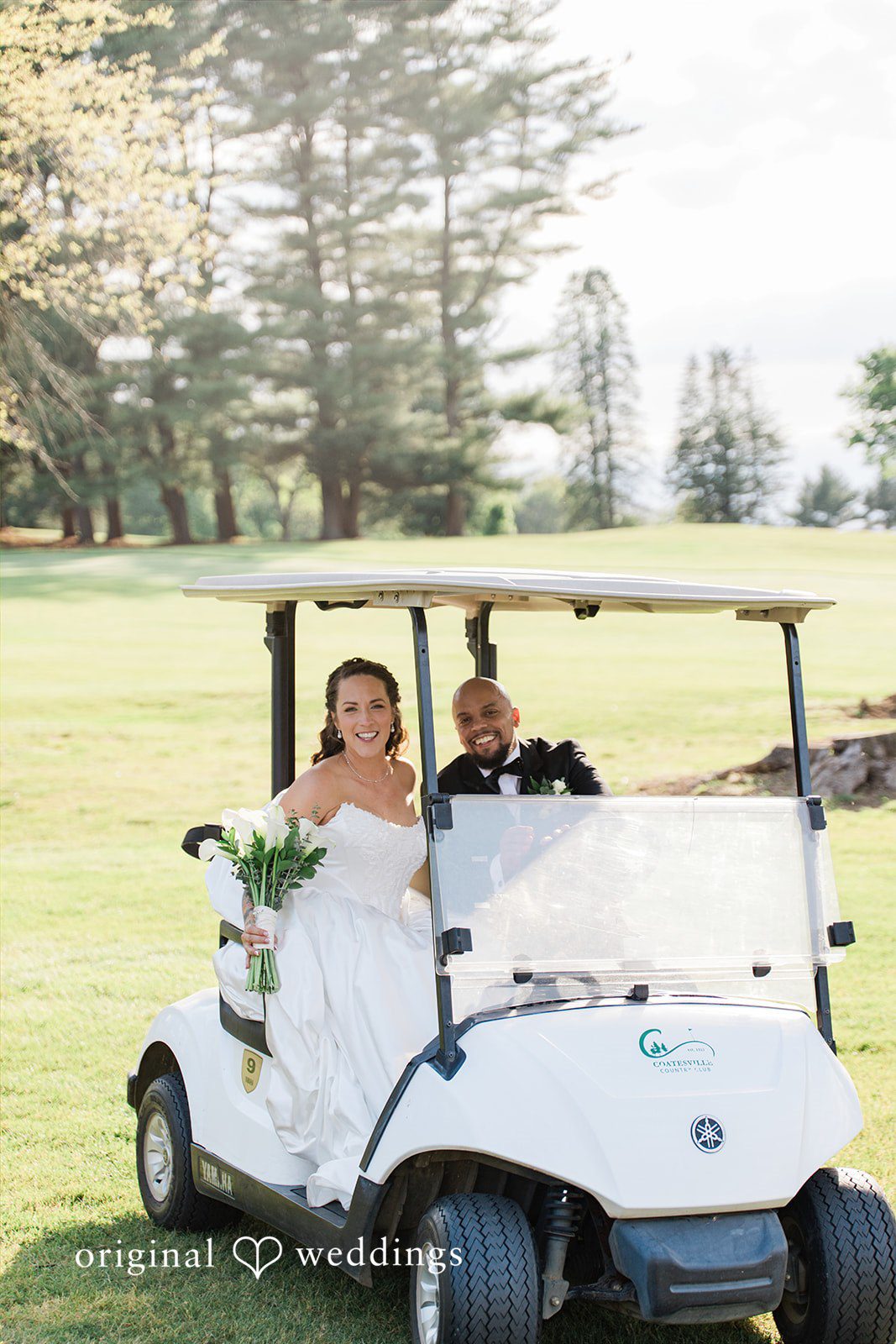 Kristen + Robert The couple takes a golf ride