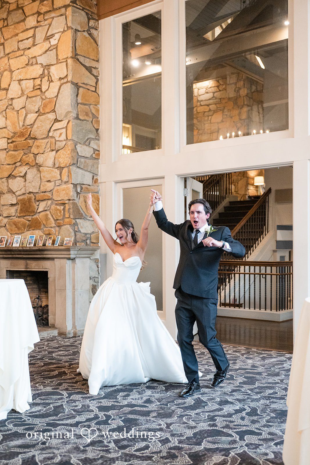 Megan + Grant The couple makes a joyful entrance to their wedding reception
