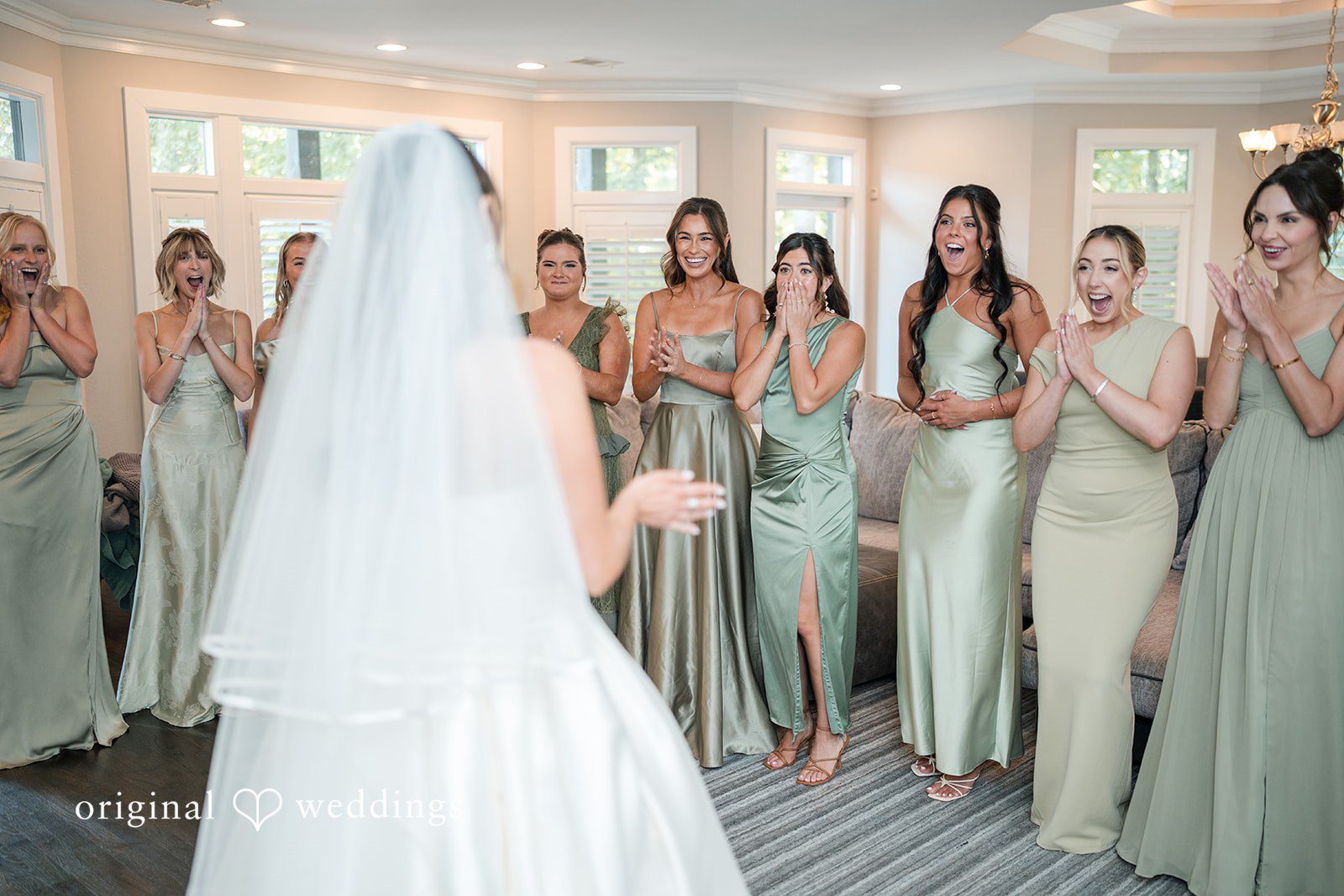 Megan + Grant The bridesmaids are in awe of the bride