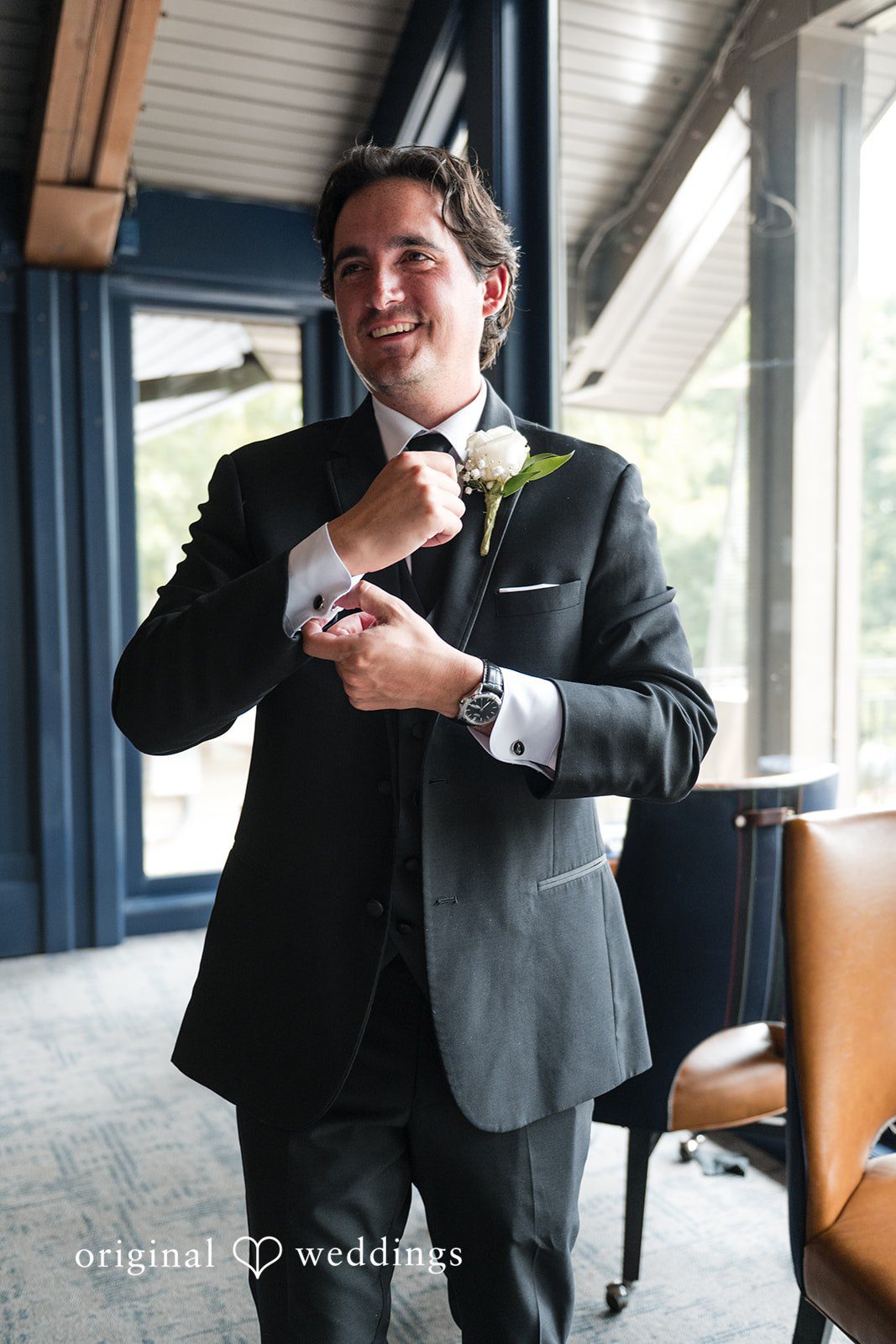 Megan + Grant The groom gets ready for the ceremony