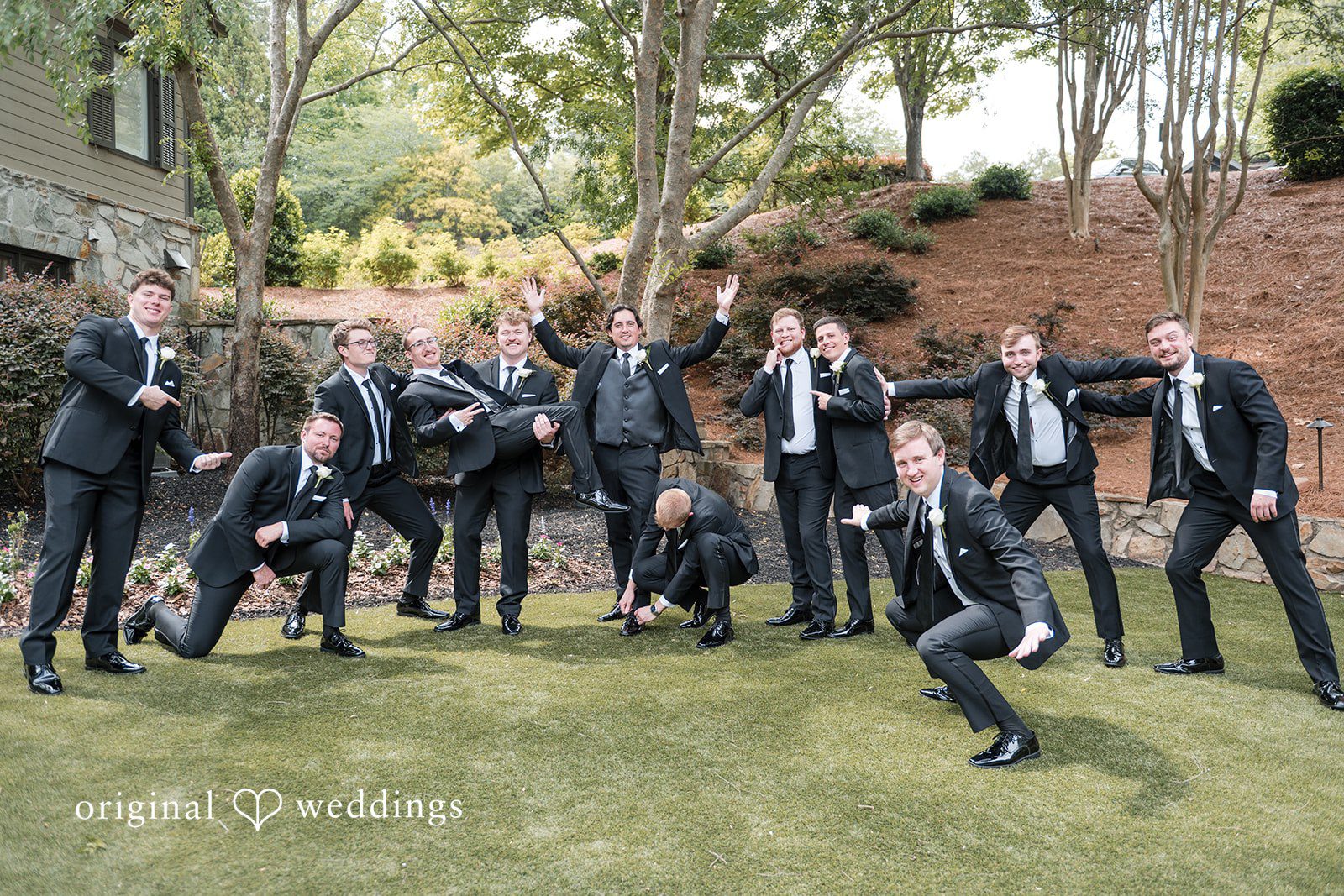 Megan + Grant A fun portrait of the groom and his groomsmen