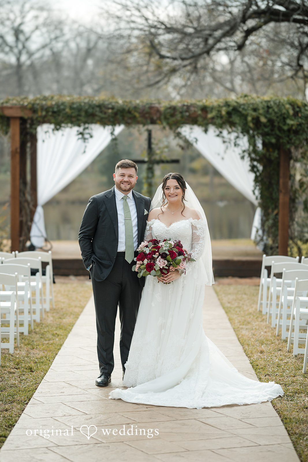 Natalie + Dakin Bride and groom smiling together at Cross Creek Ranch.
