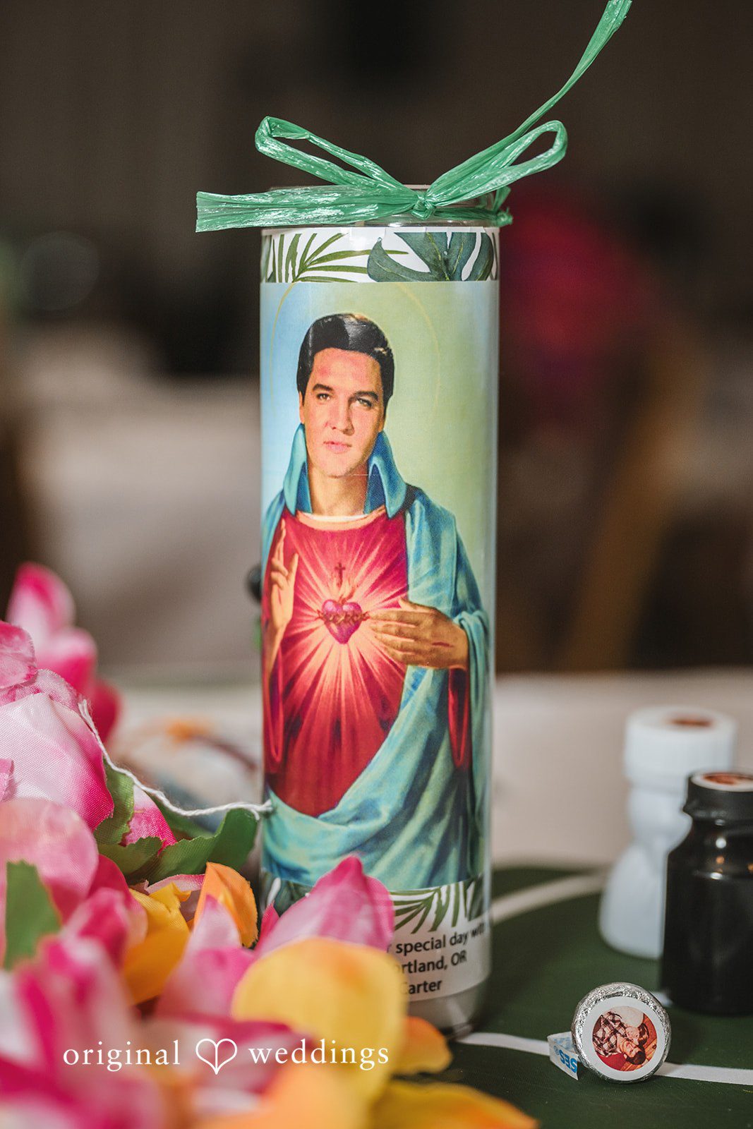 Close-up of table decor and reception details