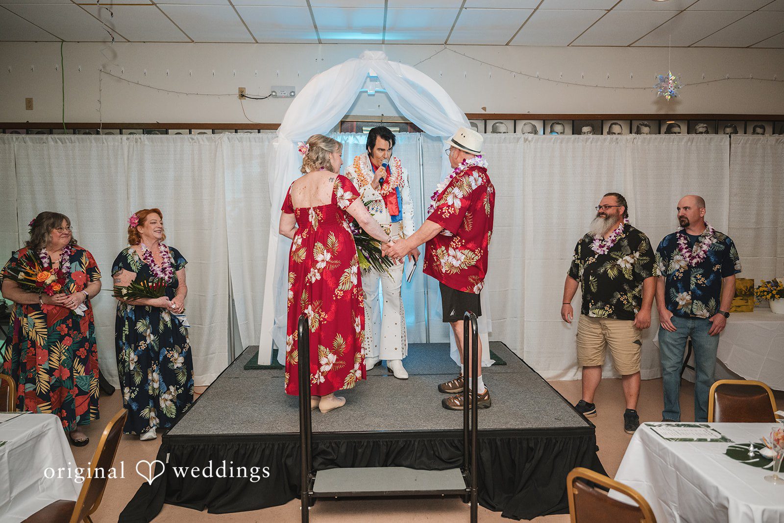Bride and groom reading their vows during the ceremony