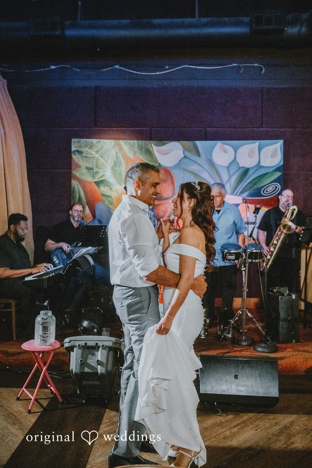 Sunny + Erika Newlyweds enjoying a fun reception moment