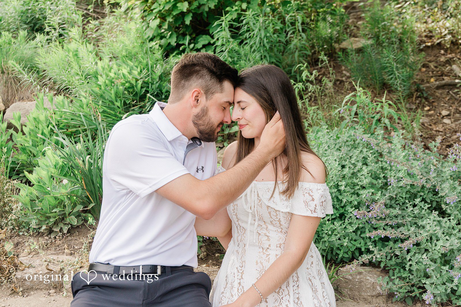 Morgan + Griffin Romantic close-up couple pose with gentle touch