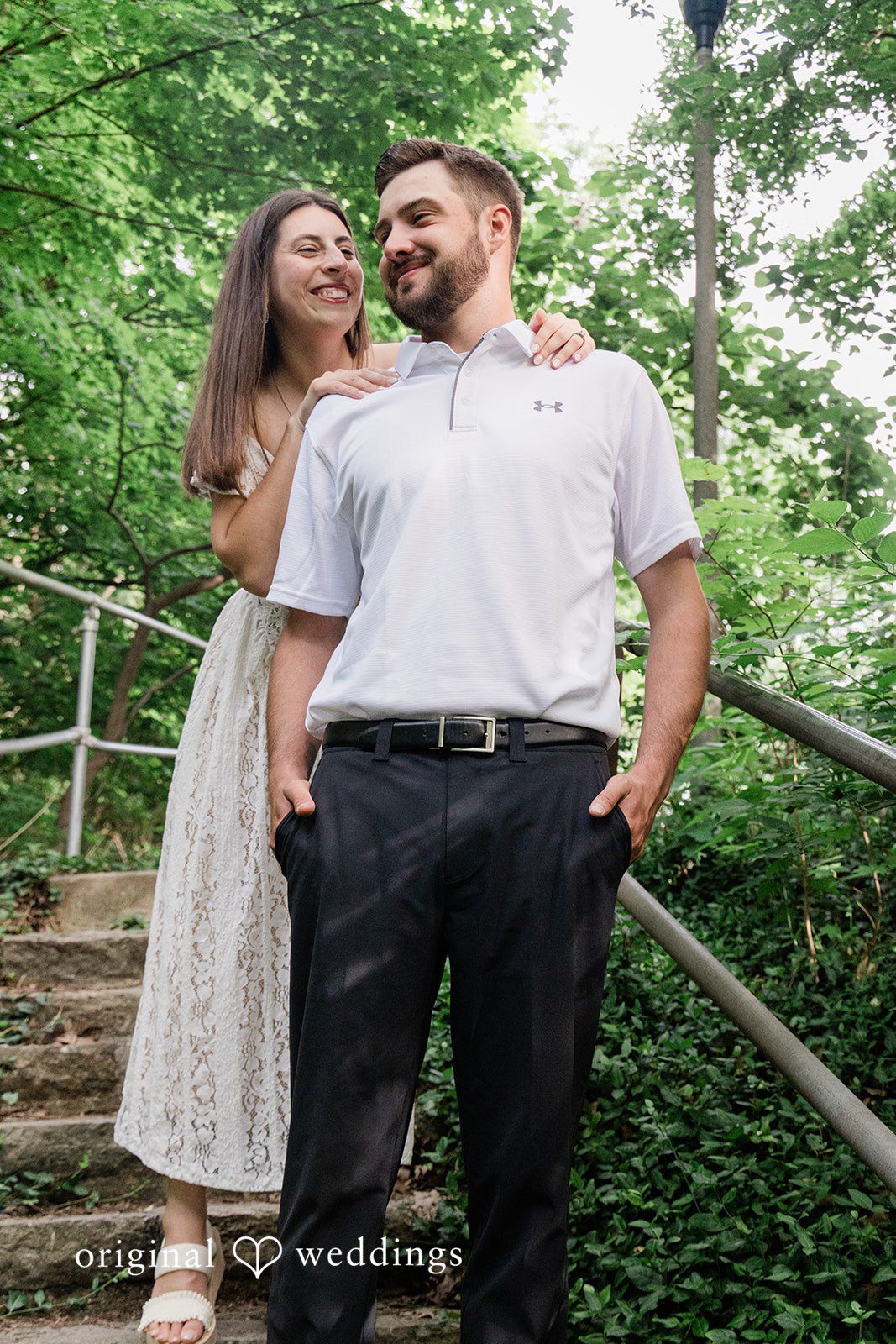 Morgan + Griffin Romantic engagement portrait at Eden Park in Mt. Adams
