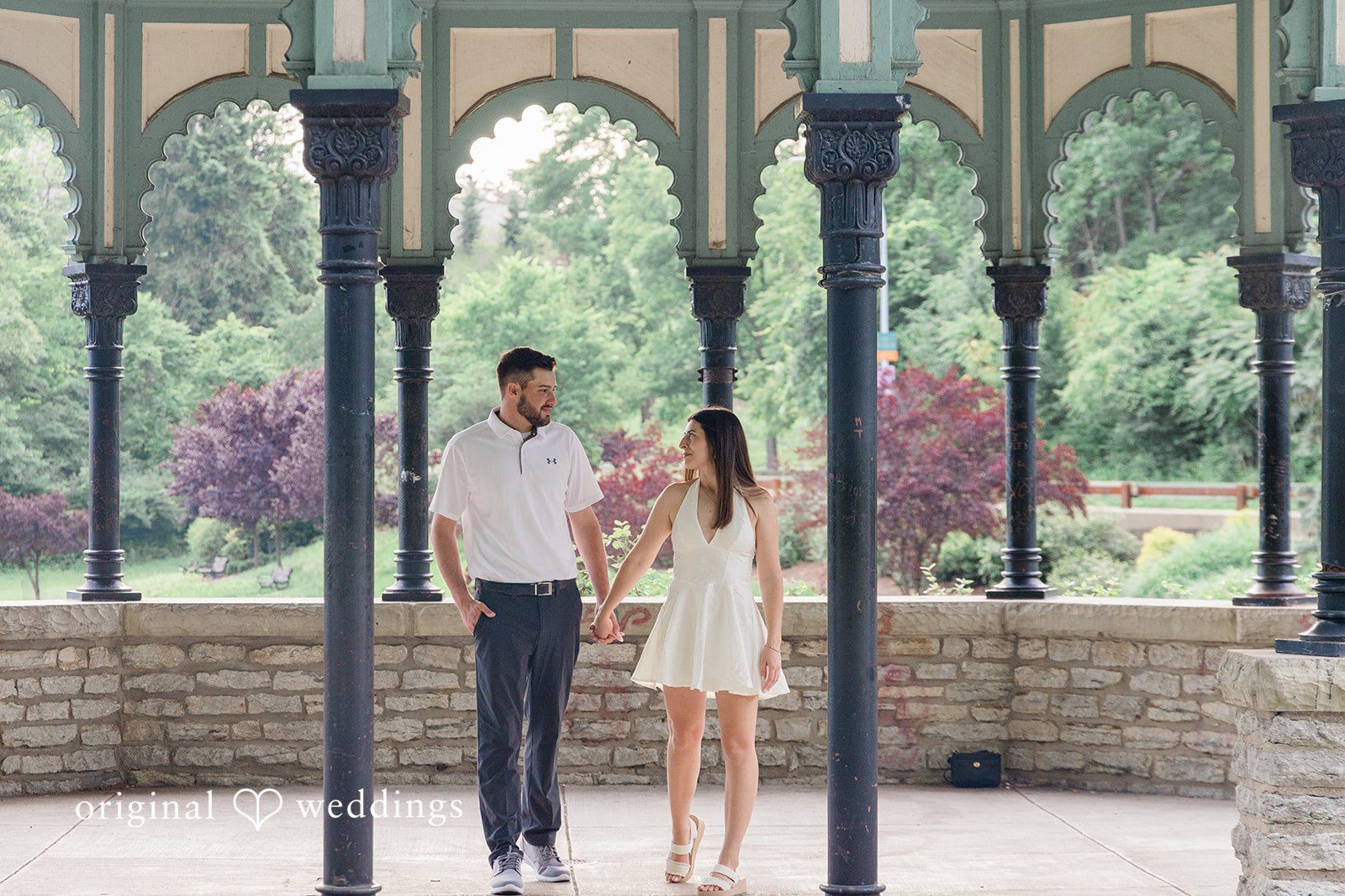 Morgan + Griffin Natural engagement moment at Eden Park in Mt. Adams